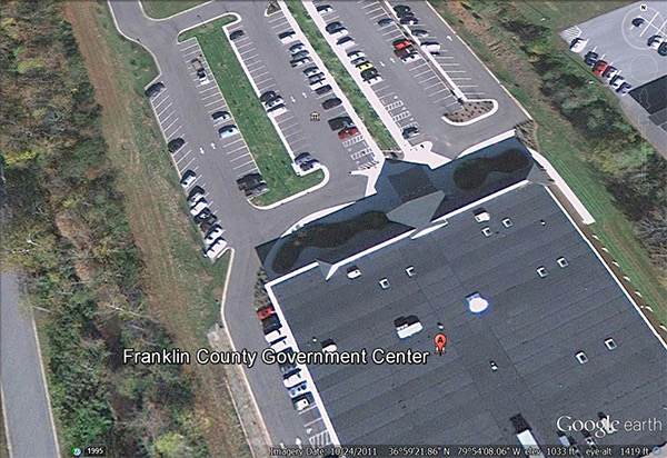 Aerial view of the Franklin County Government Center parking lot