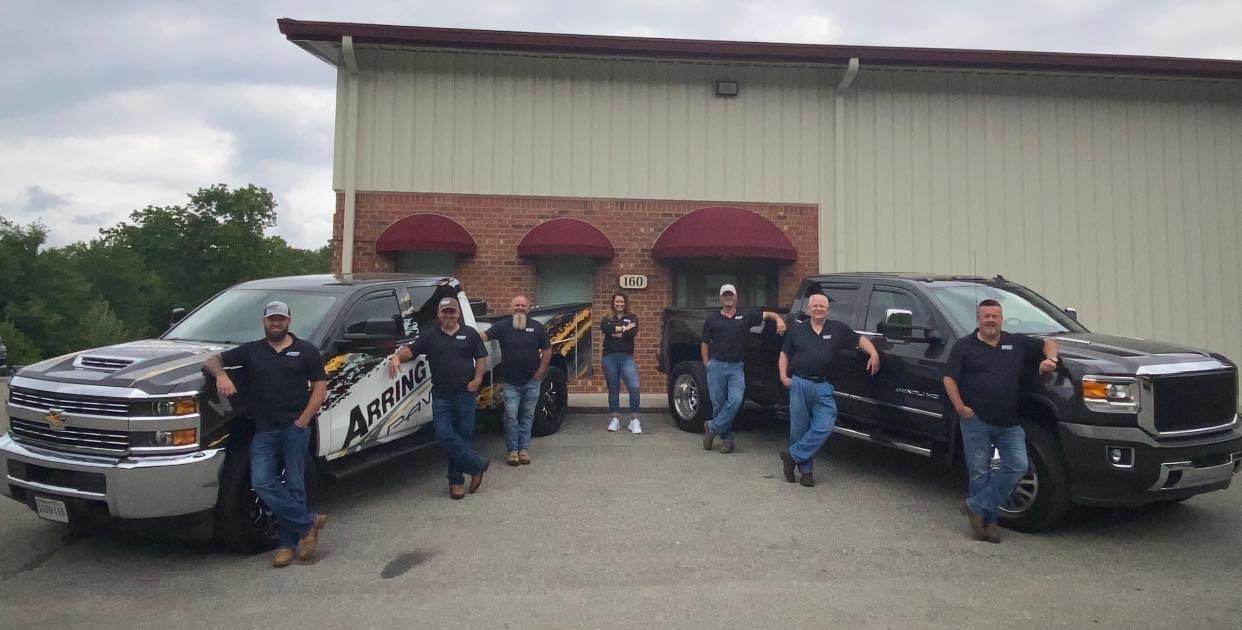 The Arrington Paving crew in front of the shop